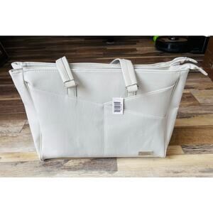 BELLA RUSSO Extra Large Purse TOTE LAPTOP BAG Shoulder Bag TRAVEL Grey 2 ZIPPERS